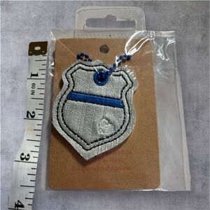 Silver and Blue Shield keychain/bag charm